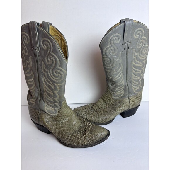 VINTAGE TONY LAMA GOLD LABEL PYTHON SNAKESKIN RARE WESTERN BOOTS 9.5 D - Picture 1 of 16